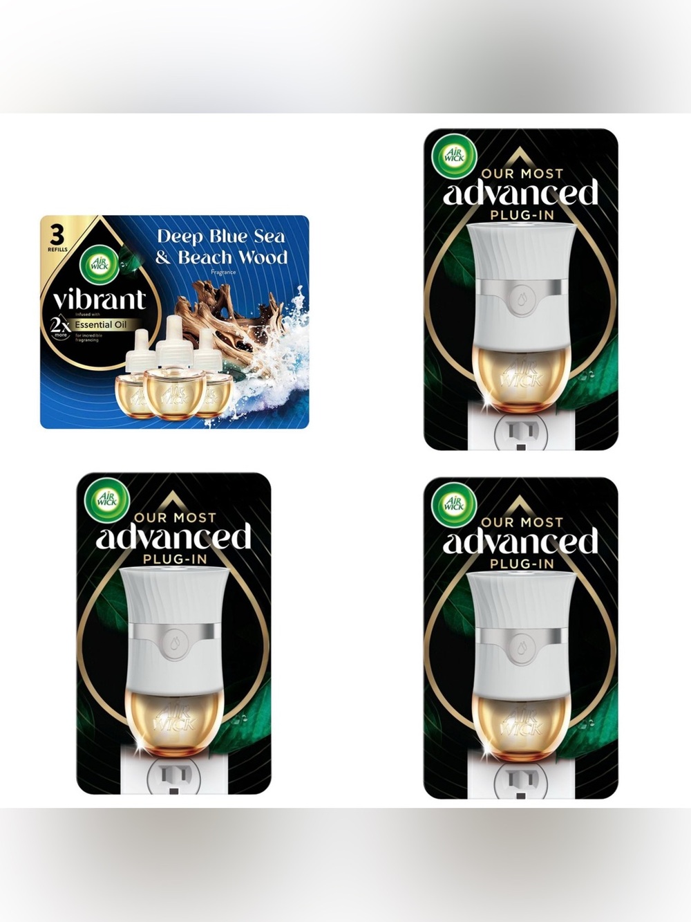 Air Wick Deep Blue Sea & Beach Wood Scented Oil Fragrance Warmer Set